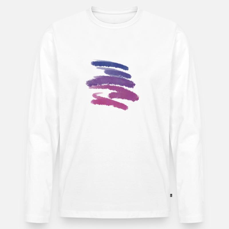 Basic streifen blau pink - Männer Premium Bio Langarmshirt - Weiß