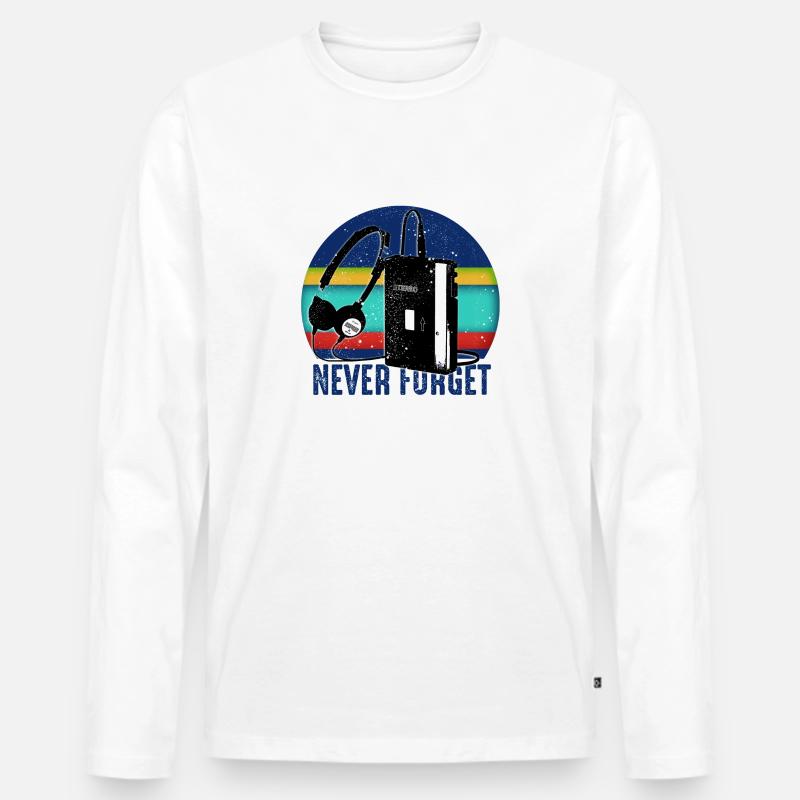 never forget walkman - Männer Premium Bio Langarmshirt - Weiß