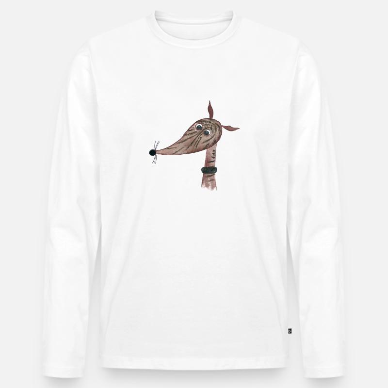 Windhund dunkel gestromt - Männer Premium Bio Langarmshirt - Weiß