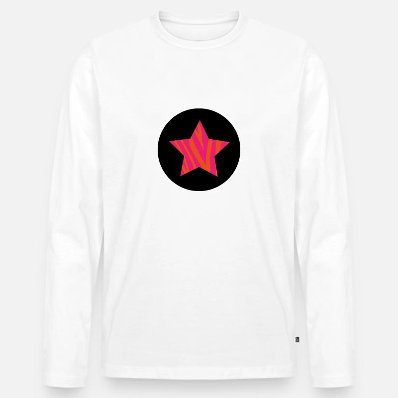 Stern mit coolem Muster - Männer Premium Bio Langarmshirt - Weiß