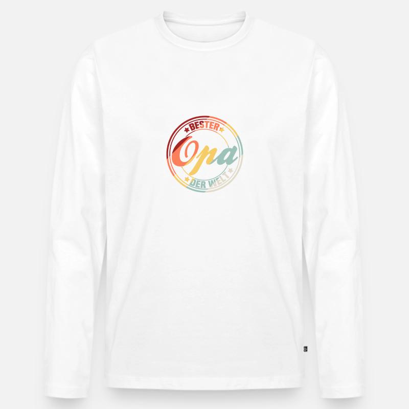 Bester Opa der Welt Geschenkidee - Männer Premium Bio Langarmshirt - Weiß