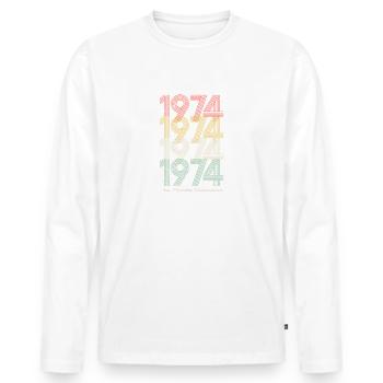 Vintage 1974 pseudo - Men's Premium Organic Long Sleeve Shirt - white - Front - Nico (187cm)