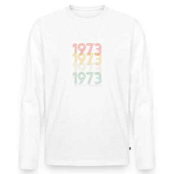 50th Birthday Vintage 1973 Pseudo - Men's Premium Organic Long Sleeve Shirt - white - Front - Nico (187cm)