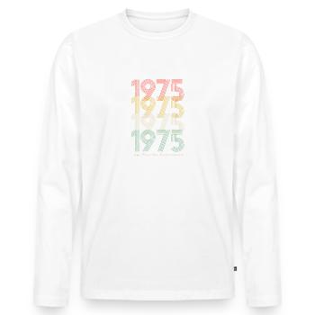 Vintage 1975 pseudo - Men's Premium Organic Long Sleeve Shirt - white - Front - Nico (187cm)