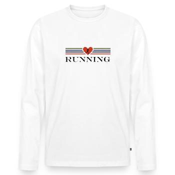 Aimer Courir Passion footing course à pied - T-shirt manches longues Premium bio Homme - blanc - Devant - Nico (187cm)