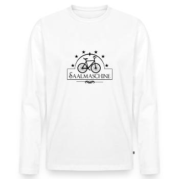 Saalmaschine - Kunstrad - Black Edition - Männer Premium Bio Langarmshirt - Weiß - Vorne - Nico (187cm)