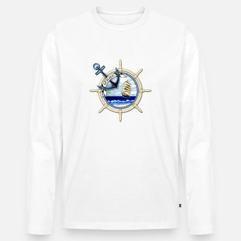Segelschiff - Männer Premium Bio Langarmshirt - Weiß