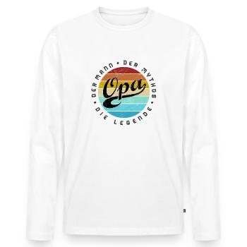 Der Opa, die Legende lustiges Geschenk T-Shirt - Männer Premium Bio Langarmshirt - Weiß - Vorne - Nico (187cm)