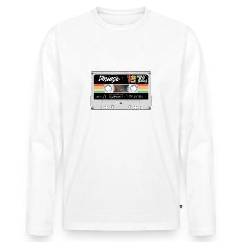 Cassette vintage 1974 anniversaire rétro classique - T-shirt manches longues Premium bio Homme - blanc - Devant - Nico (187cm)
