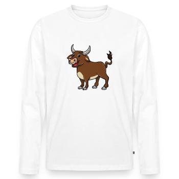 Stier - Männer Premium Bio Langarmshirt - Weiß - Vorne - Nico (187cm)