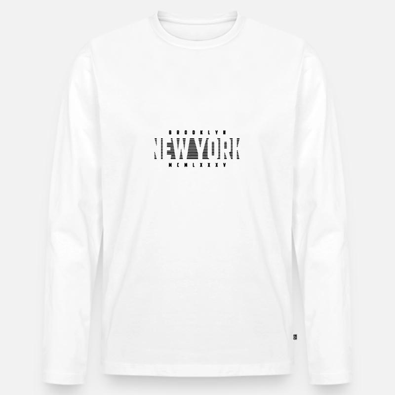 Brooklyn - Männer Premium Bio Langarmshirt - Weiß