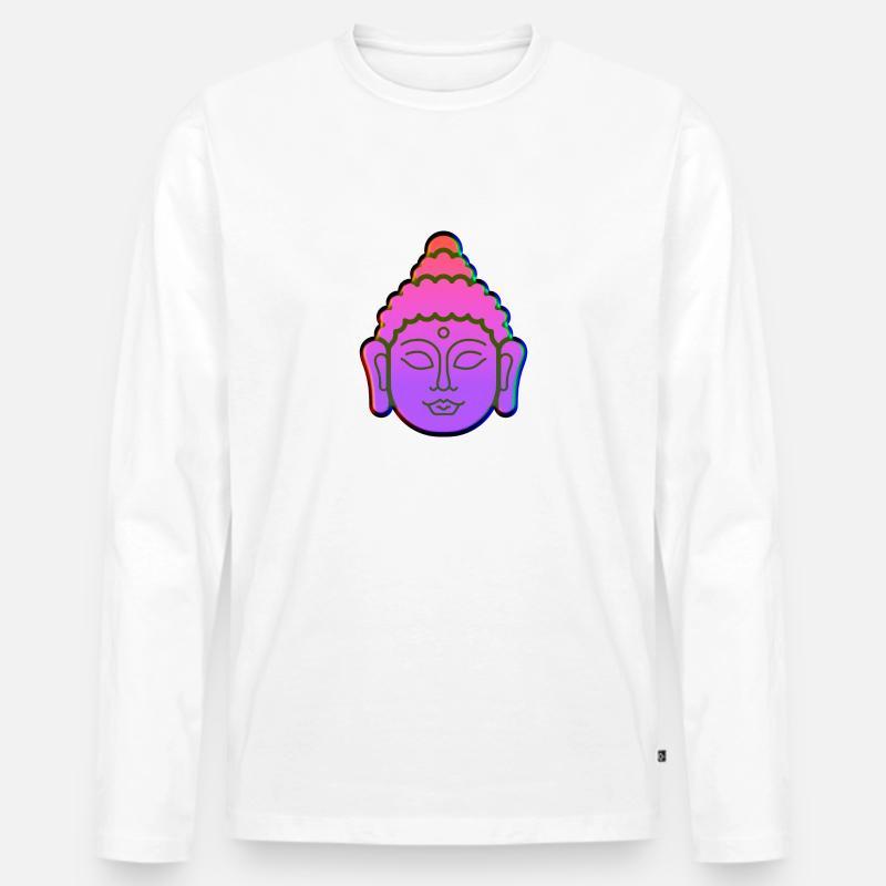Party Buddha - Männer Premium Bio Langarmshirt - Weiß