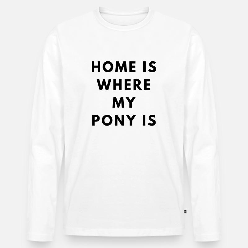 Pony Home - Männer Premium Bio Langarmshirt - Weiß