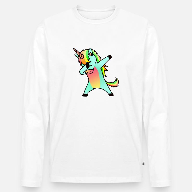 cooles Einhorn - Männer Premium Bio Langarmshirt - Weiß
