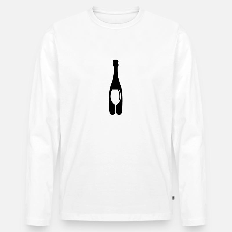 Flasche - Männer Premium Bio Langarmshirt - Weiß