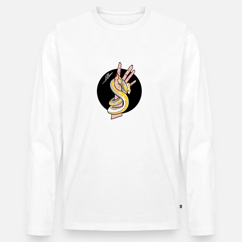 Schlange und Hand - Männer Premium Bio Langarmshirt - Weiß