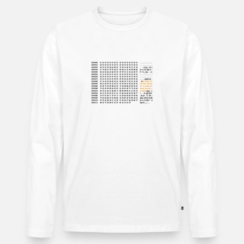 Bitcoin Block 0 Code - Men's Premium Organic Long Sleeve Shirt - white