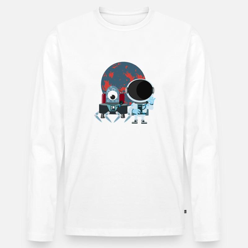 Raumfahrt mit Astronaut - Männer Premium Bio Langarmshirt - Weiß