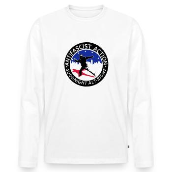 Action Antifasciste - Good Night Alt-Right - T-shirt manches longues Premium bio Homme - blanc - Devant - Nico (187cm)