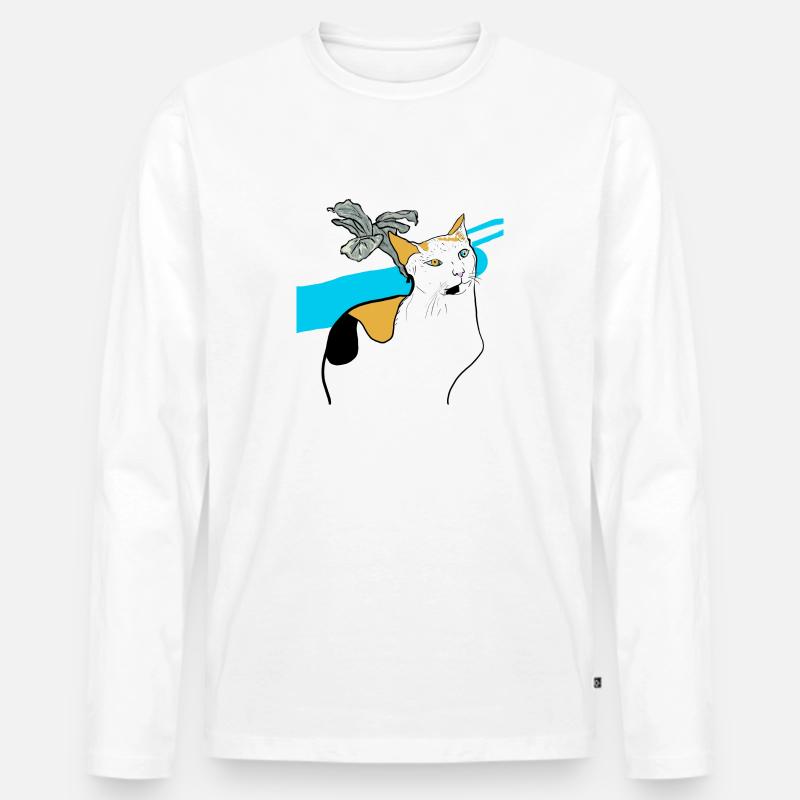 sitzende Katze - Männer Premium Bio Langarmshirt - Weiß