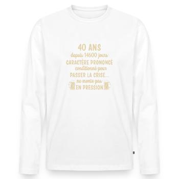 40 ans anniversaire - T-shirt manches longues Premium bio Homme - blanc - Devant - Nico (187cm)