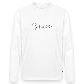 seulement grace. - T-shirt manches longues Premium bio Homme - blanc - Devant - Nico (187cm)