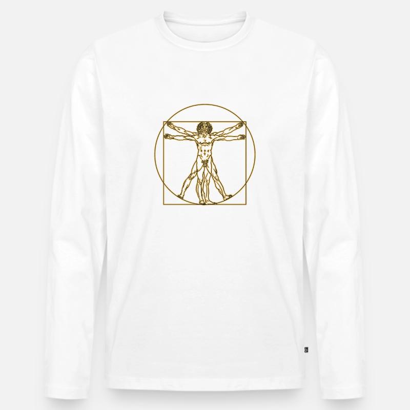 VITRUVIOUS MAN - Männer Premium Bio Langarmshirt - Weiß