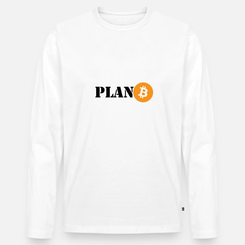 Bitcoin Plan B - Männer Premium Bio Langarmshirt - Weiß