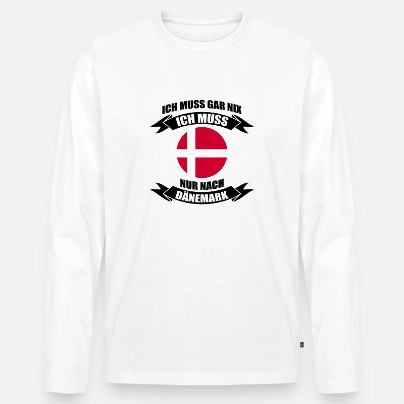 Dänemark Geschenk Spruch Nord - Männer Premium Bio Langarmshirt - Weiß