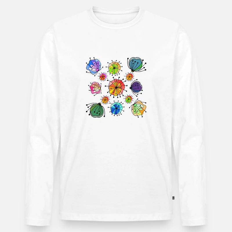 Blumen - Männer Premium Bio Langarmshirt - Weiß