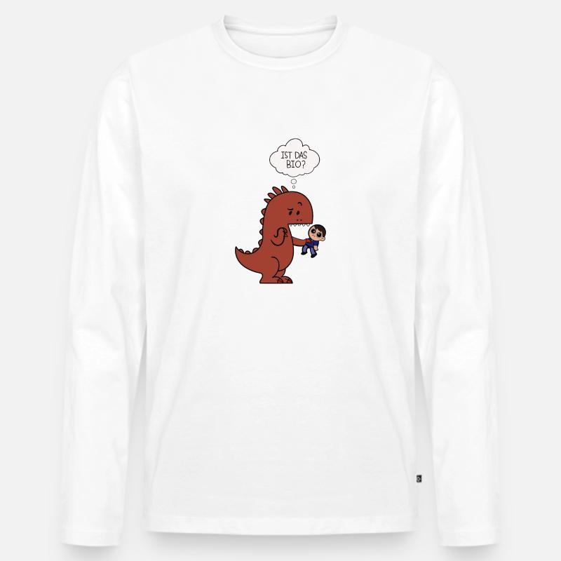 Ist das Bio? Dino - Männer Premium Bio Langarmshirt - Weiß