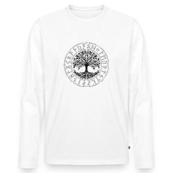 Celtic Symbol, Tree of Life, Runes, Celtic - Men's Premium Organic Long Sleeve Shirt - white - Front - Nico (187cm)
