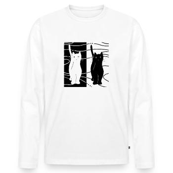 Katzen - Männer Premium Bio Langarmshirt - Weiß - Vorne - Nico (187cm)