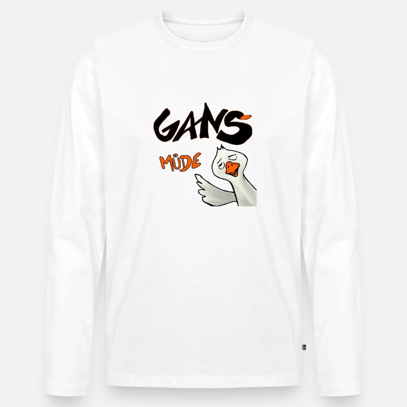 Gans Muede - Männer Premium Bio Langarmshirt - Weiß