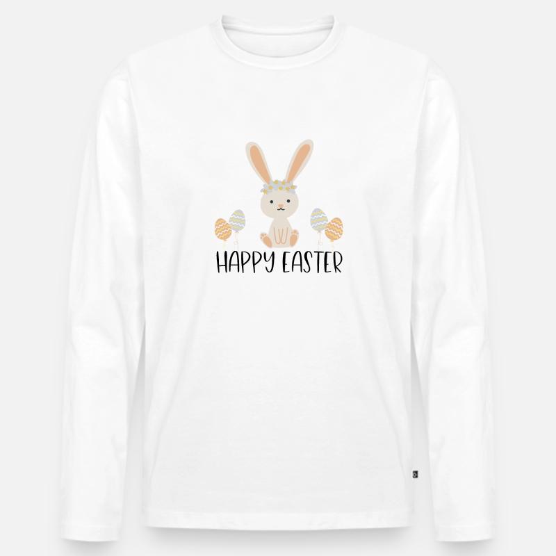 Happy Easter - Osterhase - Männer Premium Bio Langarmshirt - Weiß