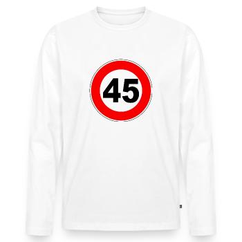 45e anniversaire - 45 - Célébration - Panneau de signalisation - T-shirt manches longues Premium bio Homme - blanc - Devant - Nico (187cm)
