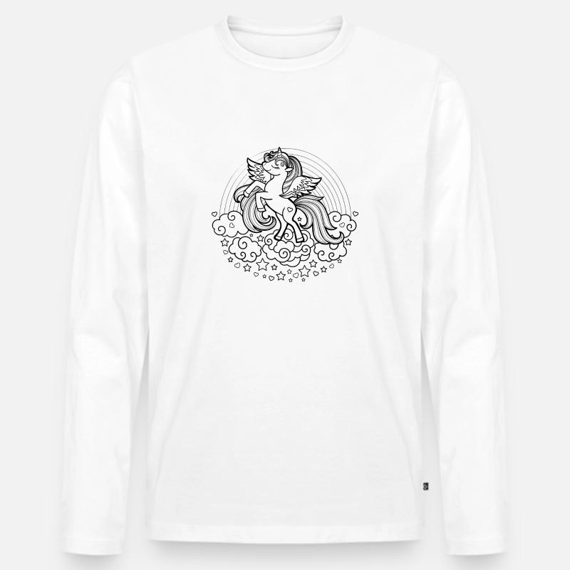 Einhorn Mädchen Geschenk - Männer Premium Bio Langarmshirt - Weiß