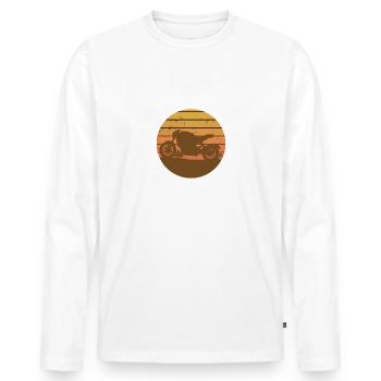 Pompier Motard, idée cadeau soldat du feu, moto - T-shirt manches longues Premium bio Homme - blanc - Devant - Nico (187cm)