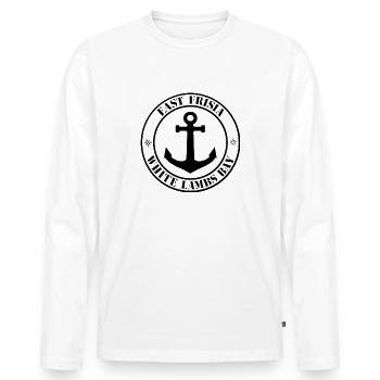 East Frisia's White Lambs Bay Logo - Men's Premium Organic Long Sleeve Shirt - white - Front - Nico (187cm)