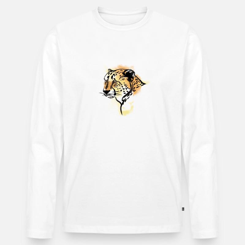 Leopard afrikanischen Tiere - Männer Premium Bio Langarmshirt - Weiß