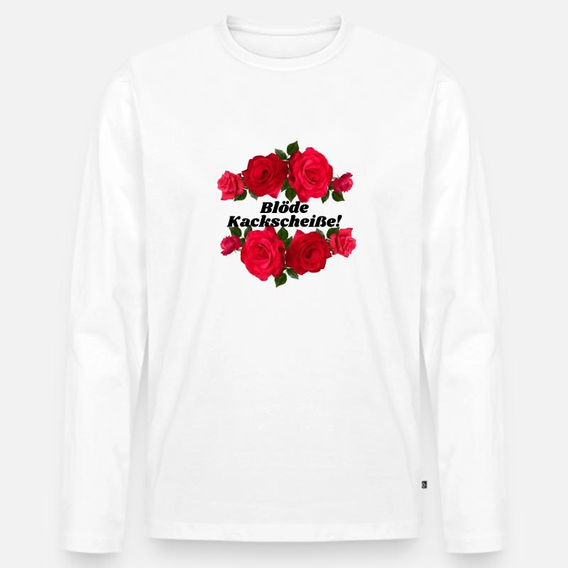 Blöde Kackscheiße! - Männer Premium Bio Langarmshirt - Weiß