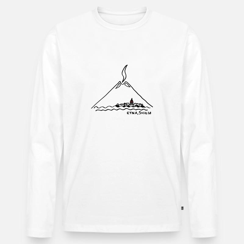 Etna - Männer Premium Bio Langarmshirt - Weiß