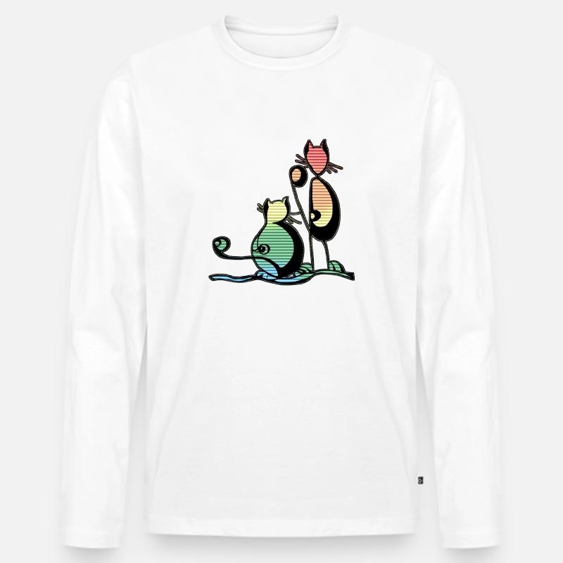 Katzen - Männer Premium Bio Langarmshirt - Weiß