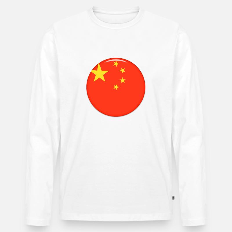 China - Männer Premium Bio Langarmshirt - Weiß