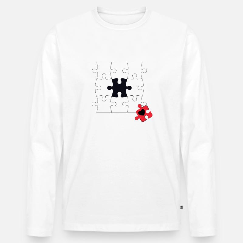Falsches Puzzleteil - Männer Premium Bio Langarmshirt - Weiß