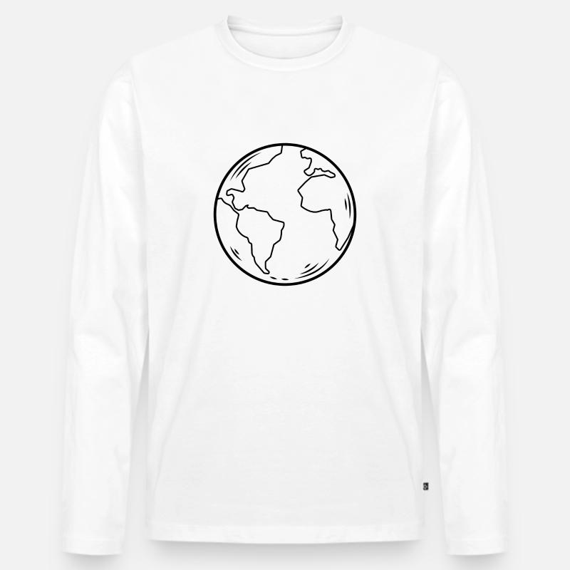 Weltkugel - Männer Premium Bio Langarmshirt - Weiß