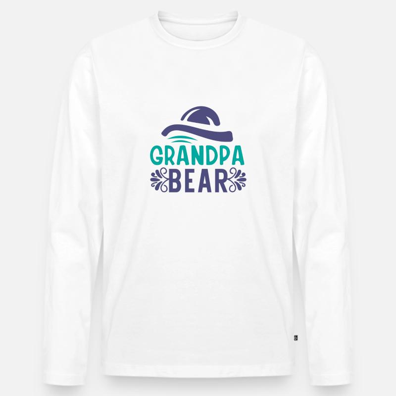 Opa Bär 01 - Männer Premium Bio Langarmshirt - Weiß