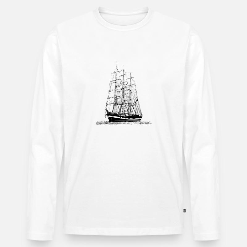 Historisches Segelschiff - Männer Premium Bio Langarmshirt - Weiß