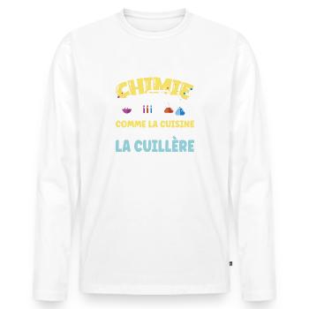 Chimie définition humour idée cadeau chimiste - T-shirt manches longues Premium bio Homme - blanc - Devant - Nico (187cm)