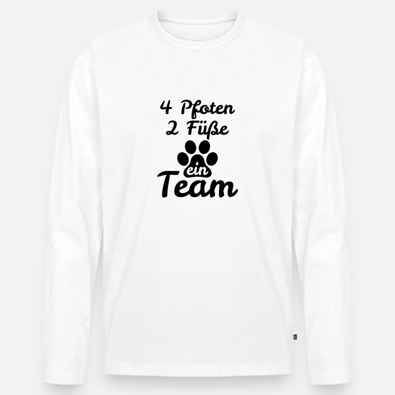Hunde Pfote Team Hundehalter Geschenk - Männer Premium Bio Langarmshirt - Weiß